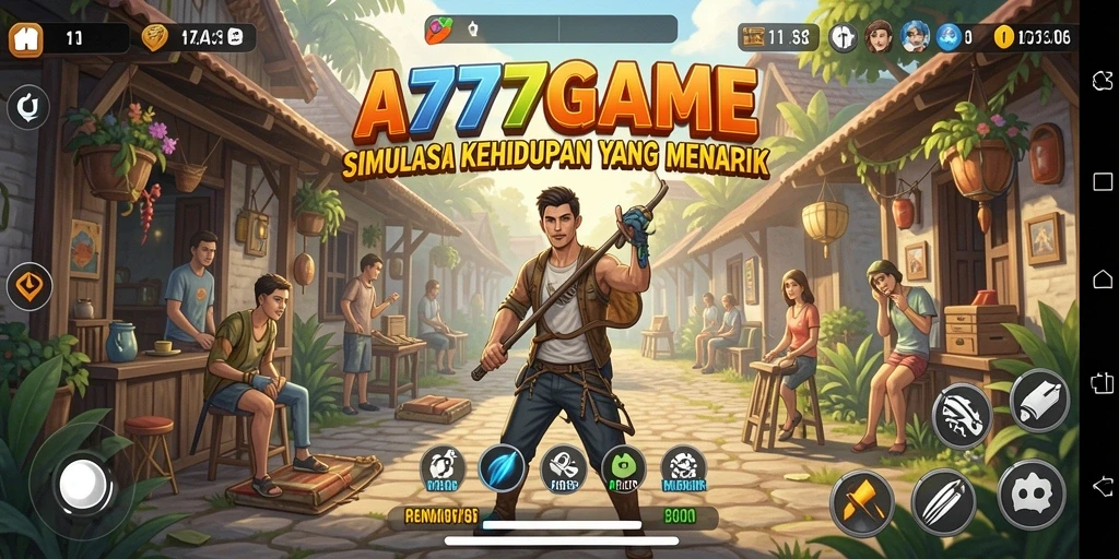Tampilan gameplay A777GAME yang menonjolkan simulasi kehidupan.