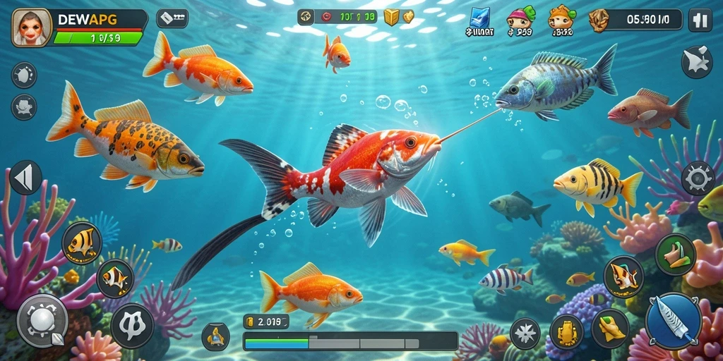 Screenshot DEWAPG menampilkan aksi seru permainan Tembak Ikan.