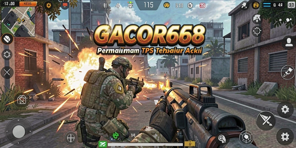 Tampilan gameplay GACOR668 dengan aksi tembak-menembak yang intens.