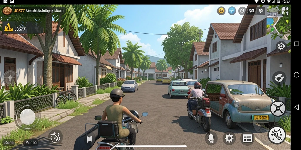 Tampilan gameplay mengasyikkan dari JOS77 dengan elemen simulasi yang menarik.