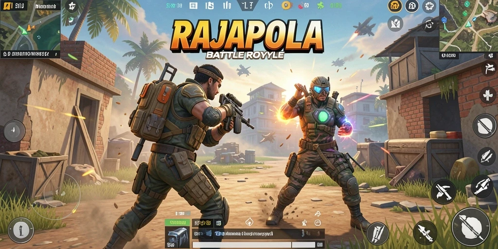 Tangkapan layar RAJAPOLA menampilkan aksi pertempuran penuh semangat dalam mode Battle Royale.