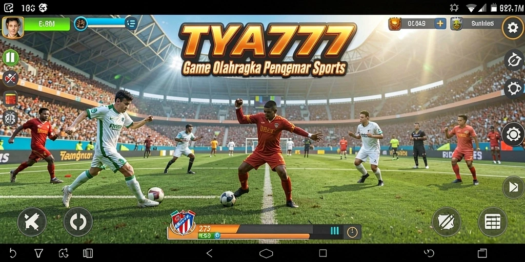 Screenshot utama menampilkan aksi seru dalam pertandingan olahraga.