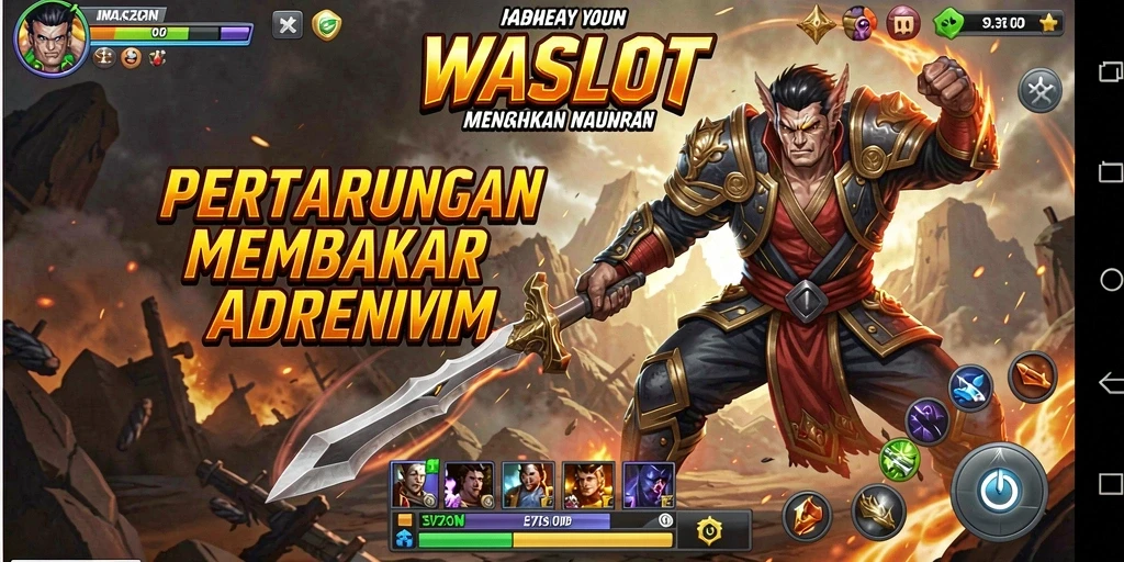 Screenshot utama gameplay WASLOT menampilkan aksi pertarungan yang mendebarkan.